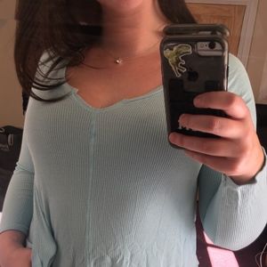 Aqua waffle knit long sleeve